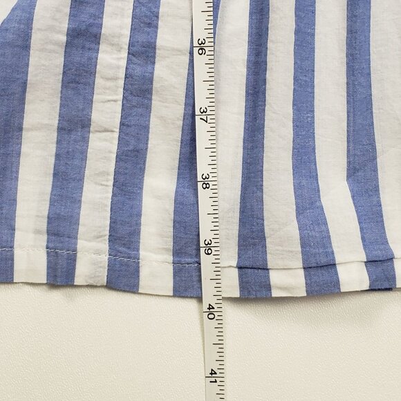 J.Crew Factory 100% Cotton Tiered Midi Dress Women's Size 4P Blue & White Stripe - Picture 8 of 16